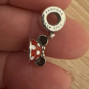 Pandora Red Minnie Mouse Bow Dangle Charm